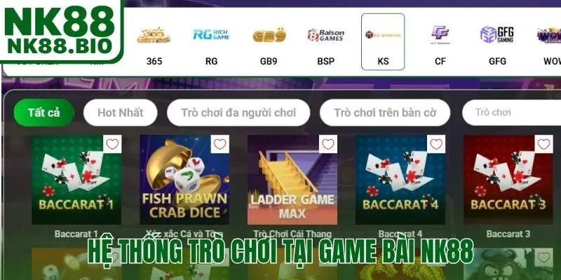 Hệ thống trò chơi xanh chín, hấp dẫn tại game bài NK88